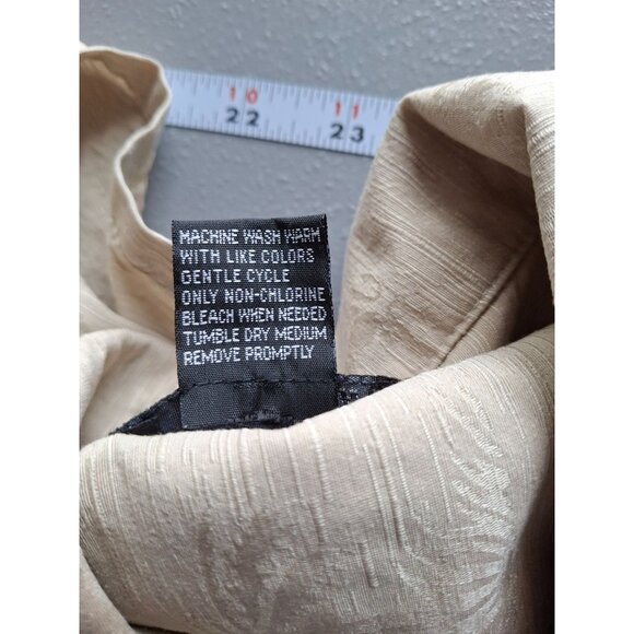 Vintage Utopia Mens Button Up Shirt Beige M  Silk Palm Tree Beach Island Resort - Picture 4 of 6